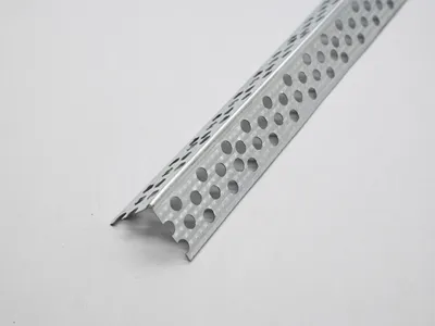 Metal Perforated Corner Bead on Grey Background