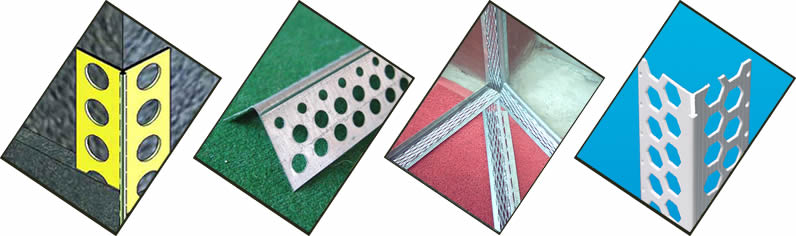 Three pieces of round aperture corner beads and four pieces of diamond shape aperture corner bead.