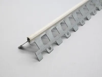 Square-Hole Perforated Corner Bead on Grey Background